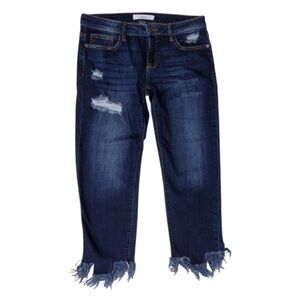HIDDEN‎ Jeans Sz29 Denim Capri Destroyed Distressed Fringe Hemline summer comfy